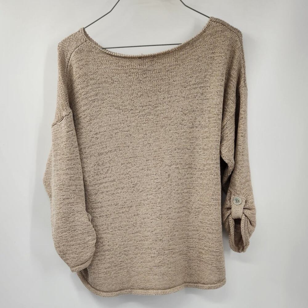 Chico's Tan 3/4 Sleeve Sweater Womens Size Large L (Chico's Size 1) - Picture 2 of 4